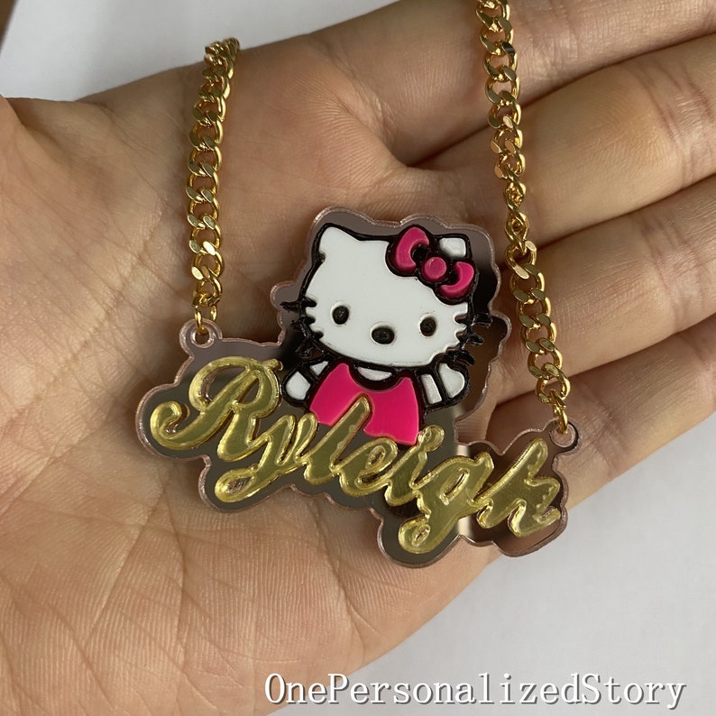 Hello Kitty Name Necklace-Kids Name Necklace-Custom Acrylic Name Necklace-Kids Jewelry-Girl Necklace Personalized Necklace-Kids gift