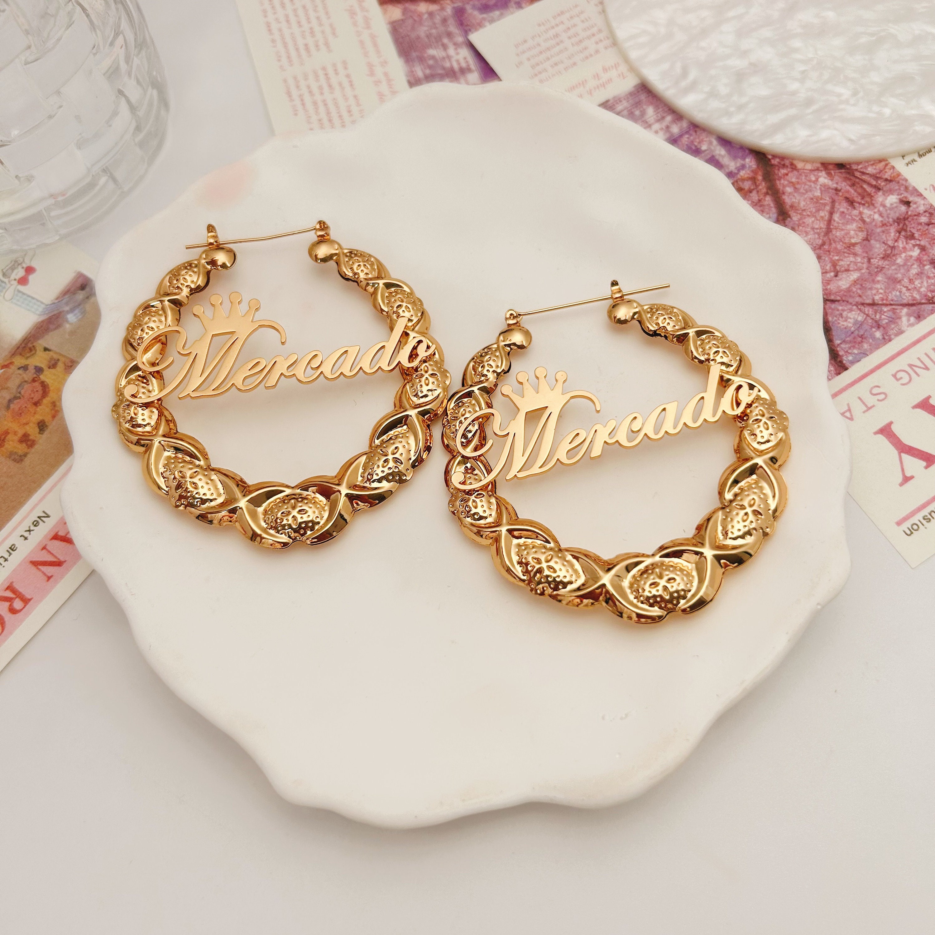 Amazon.com: Sterling Silver 7/8 Inch Engraved Hoop Earrings