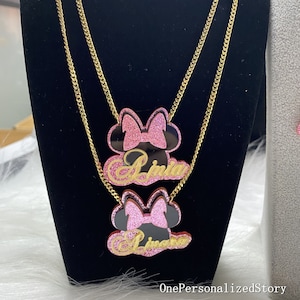 Acryl ketting naam-Minnie Mouse ketting-aangepaste acryl ketting-meisjes kettingen-acryl naamplaatje ketting-kindercadeau afbeelding 6