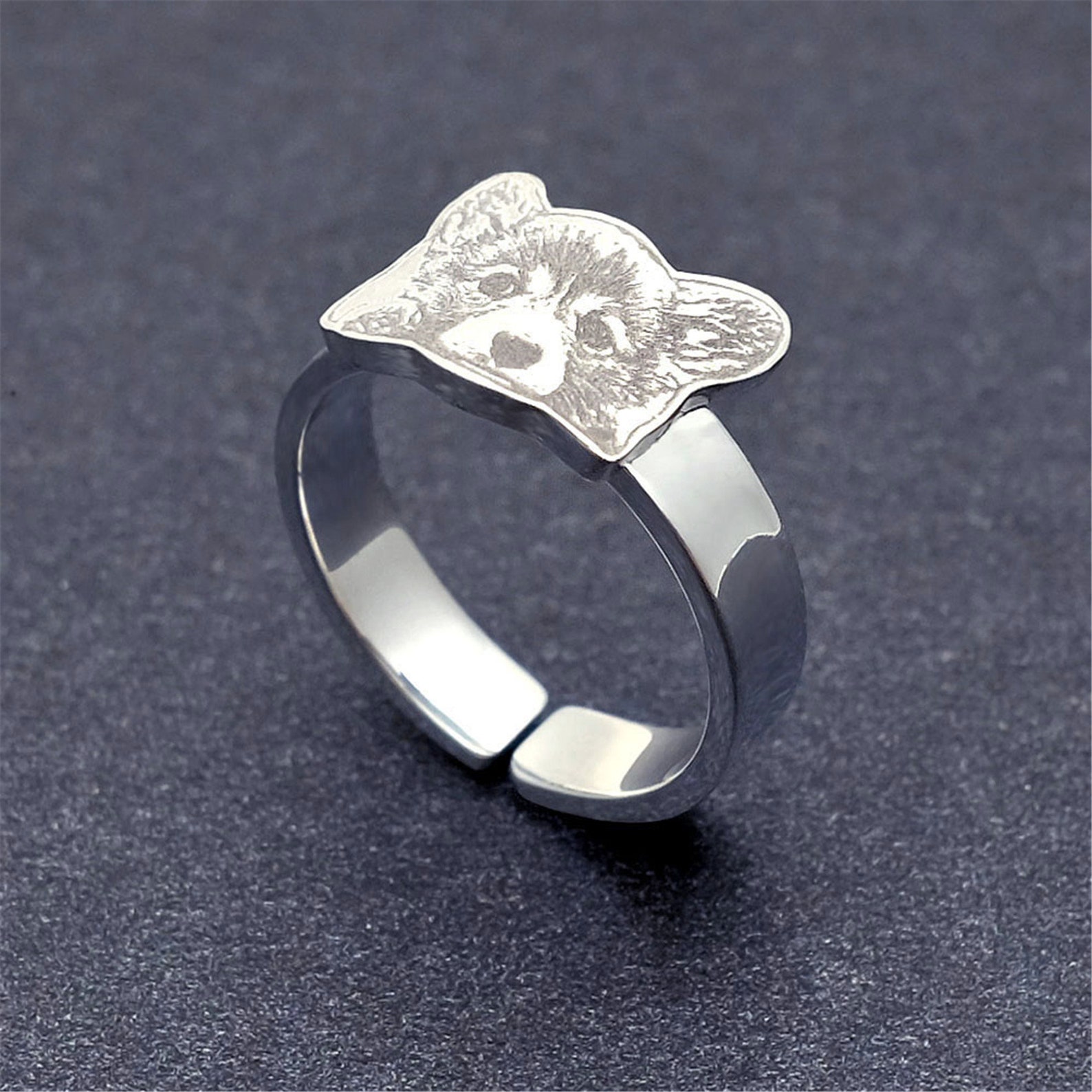 Custom Pet Photo Ring Adjustable Dog Picture Ring Etsy