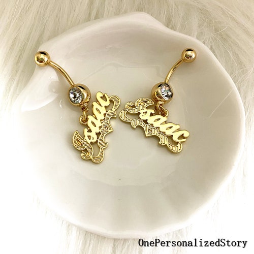 Custom Belly Button Ringname Navel Belly Ringsbelly Ring Etsy