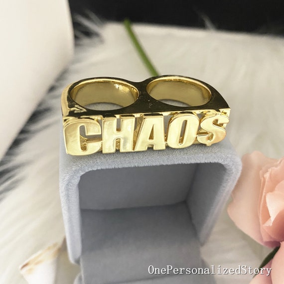 14k Gold Overlay Personalized 3 Finger Name Ring /a30/ – My Personal Jewelry