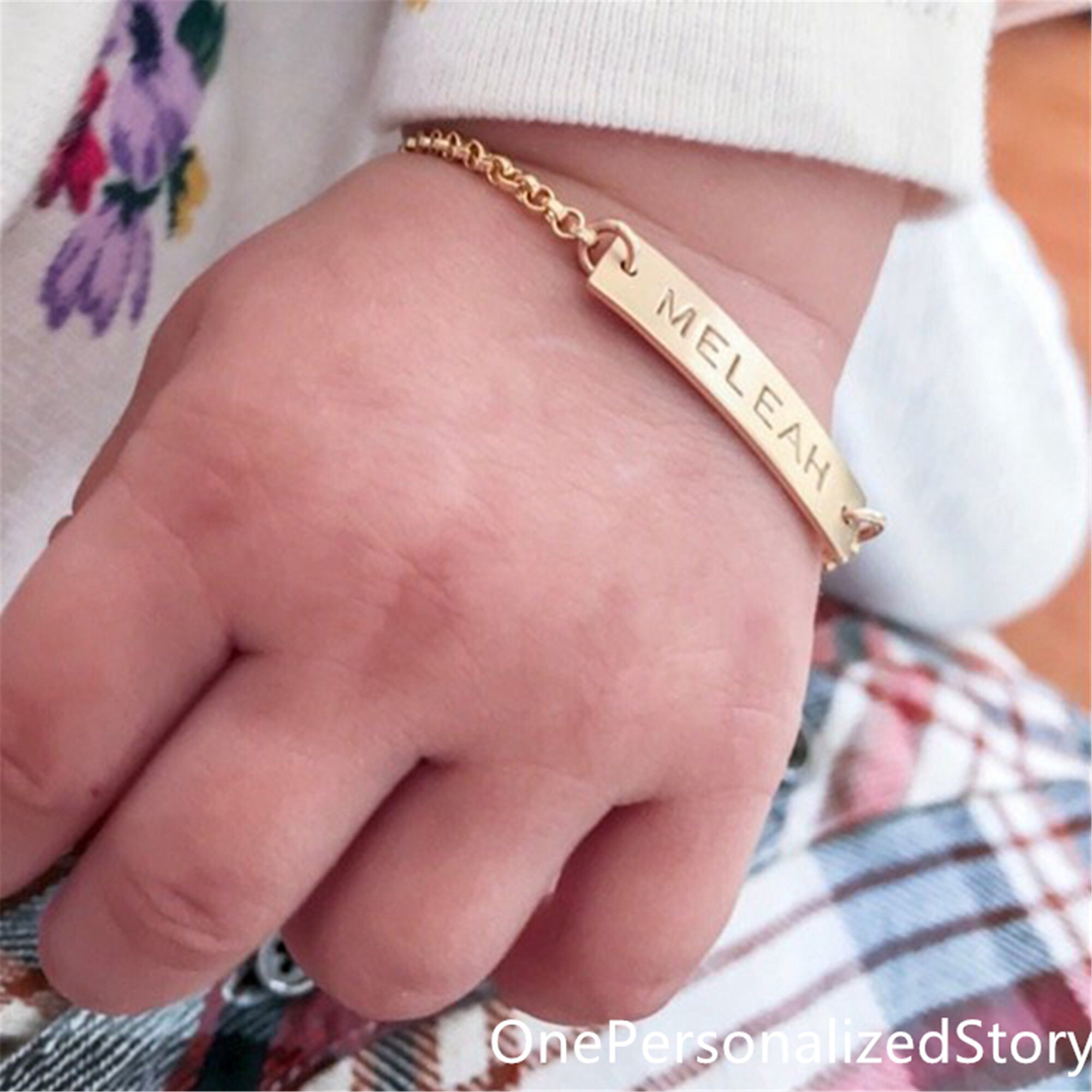 Engraved Baby Girl Name BraceletToddler BraceletChild ID Etsy