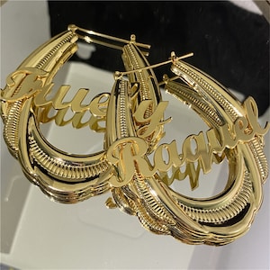 Custom Hoop Earrings, Name Earrings Gold, Large Hoop Earrings, Personalized Name Earrings, Earrings For Women, Gift For Women