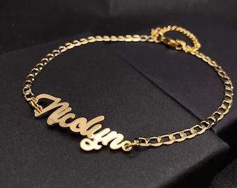 Gold Name Bracelet – Personalized Cuban Chain, Custom Jewelry