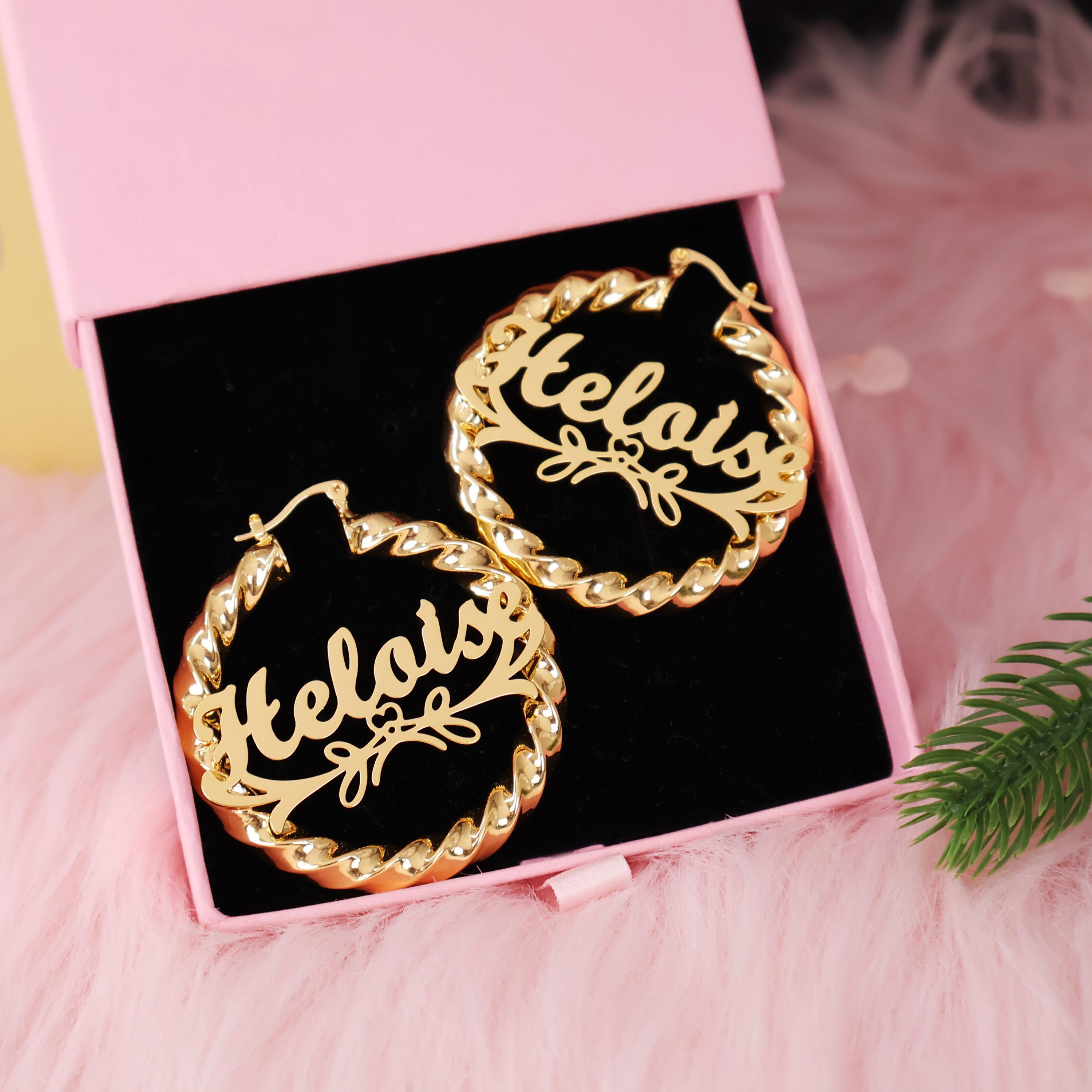Custom Hoop Earrings,Name Earrings Hoop,Name Twist Hoops,Personalized Earrings,Women Earrings,Gold Name Earrings,Personalized Jewelry Gift