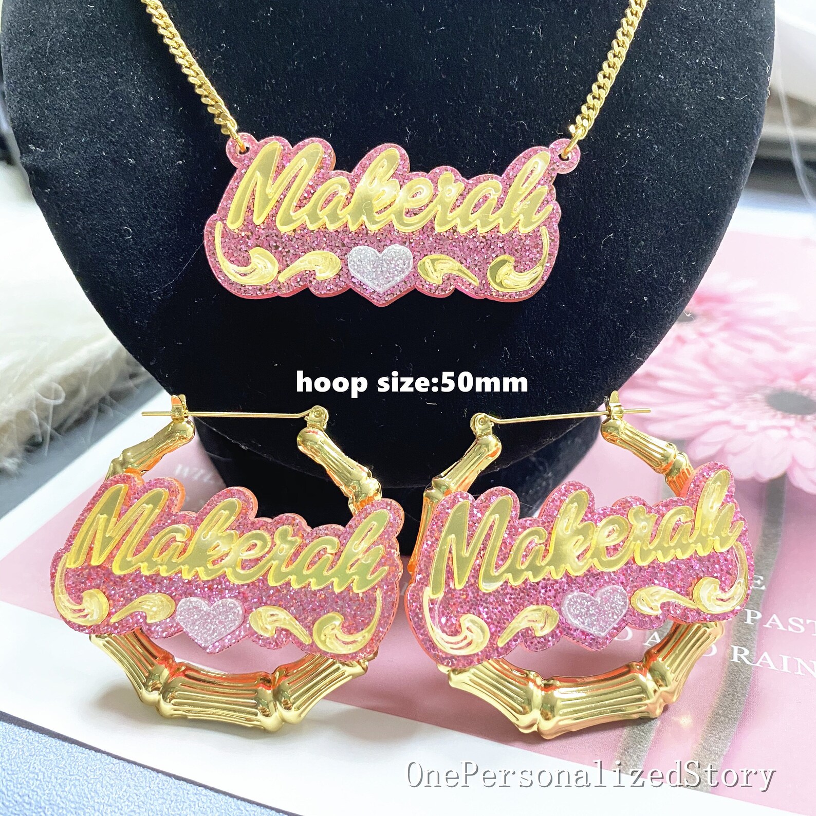 Acrylic Name Necklace Earring For KidsCustom Name Bamboo Etsy