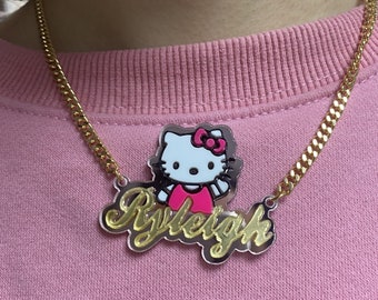 Hello Kitty Name Necklace-kids Name 