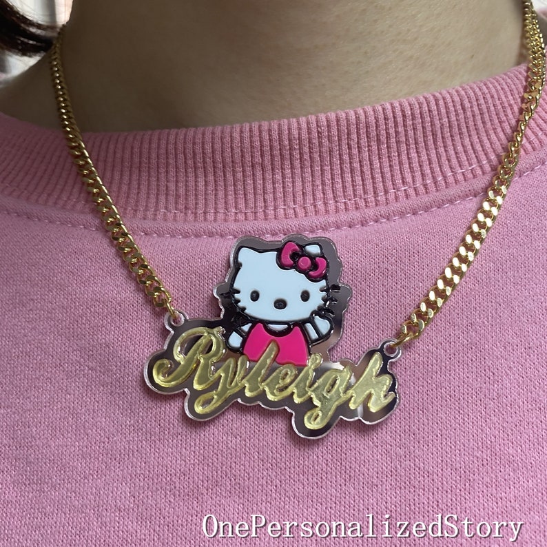 Hello Kitty Name Necklace-Kids Name Necklace-Custom Acrylic Name Necklace-Kids Jewelry-Girl Necklace Personalized Necklace-Kids gift