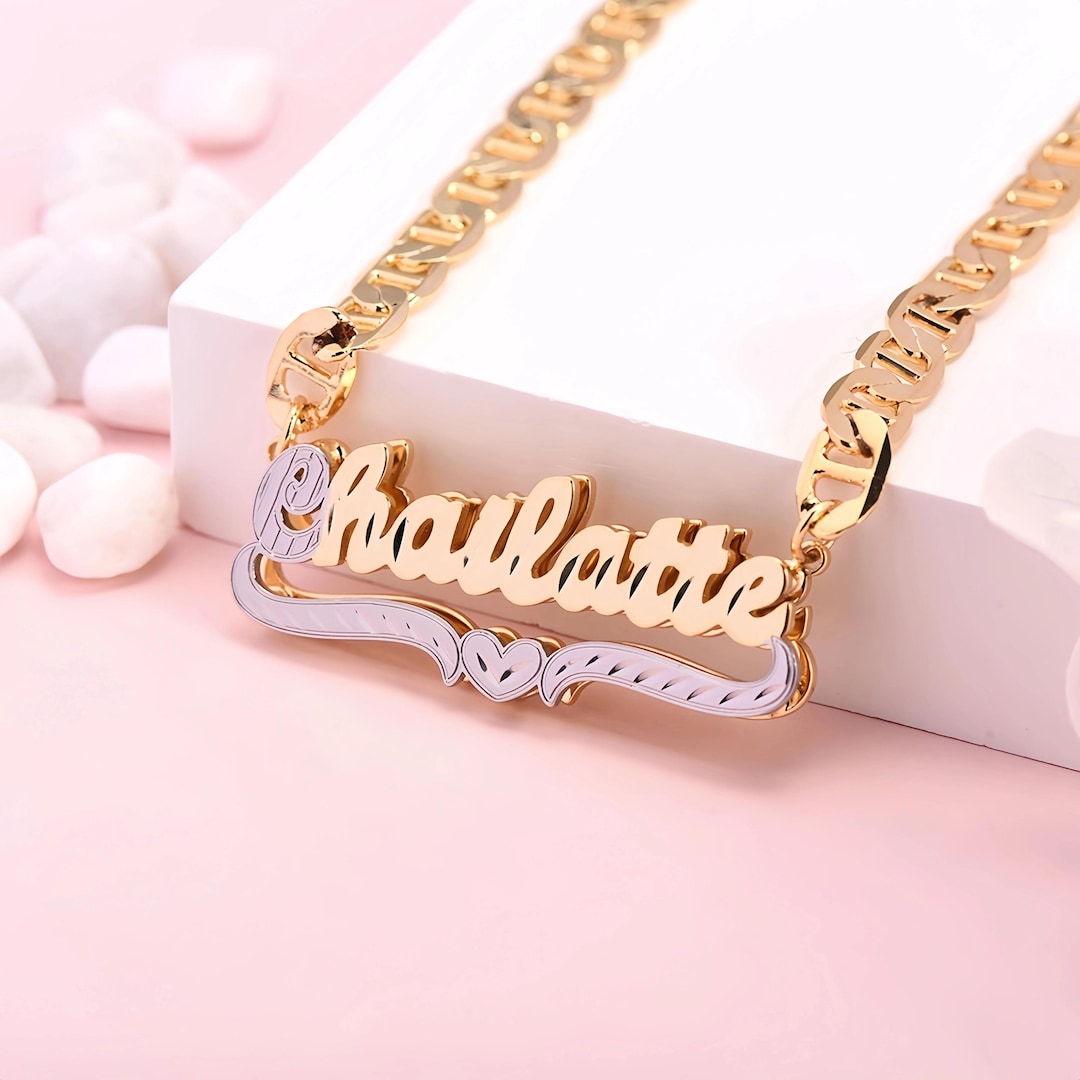 Double Name Plate Necklace