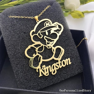 Mario-ketting-aangepaste naam stripfiguur kettingen-Super Mario-bedelketting-Kindercadeaus-gepersonaliseerde ketting