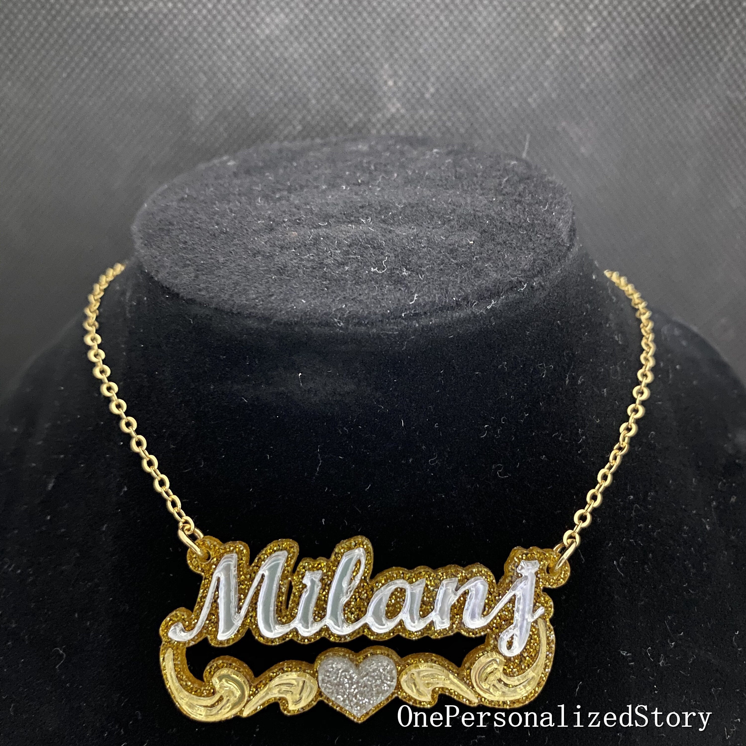 Acrylic Necklace Nameacrylic Name Plate Necklacecustom Etsy