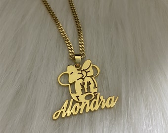 Minnie Mouse necklace-Kids Name Necklace-Custom Character Necklace-Character Pendant-Personalized Kid Necklace-Name Necklace-Gift For Kids