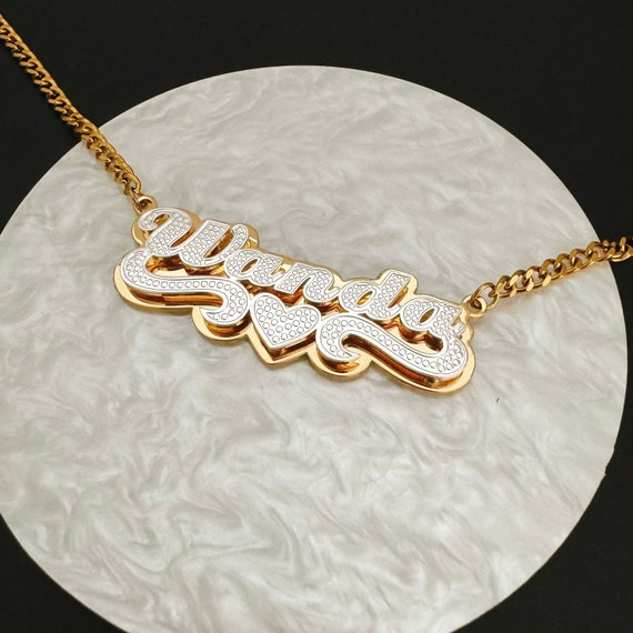 Collana Barra Totem 3d Placcata In Oro 18k - Foto 3