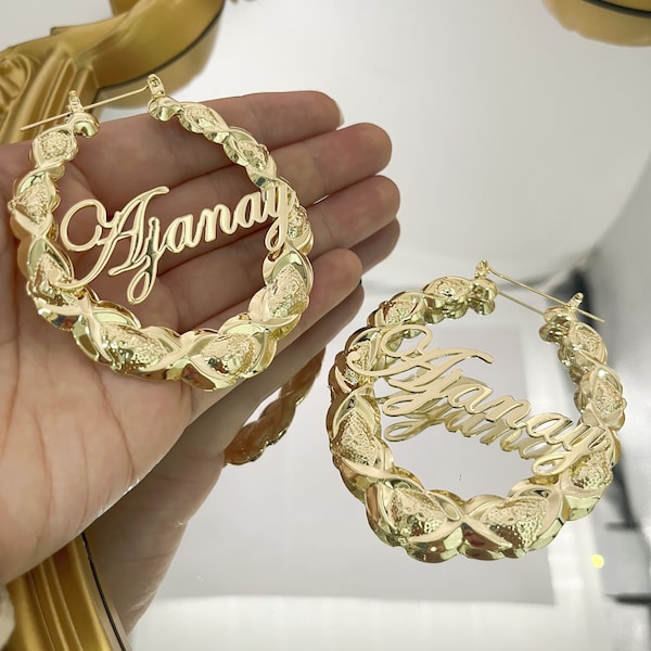 Custom Name XO Hoop Earrings, Personalized Jewelry