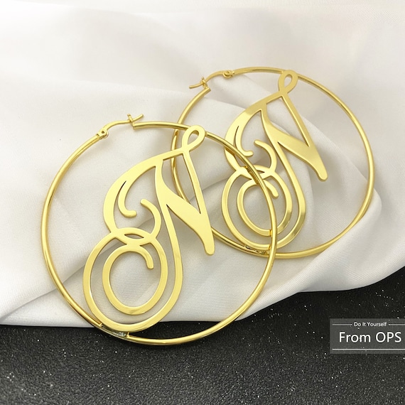 Custom Initial Hoop EarringLetter Hoop Earrings Etsy