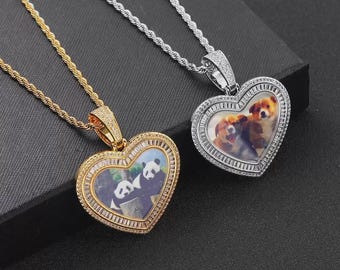 Aangepaste hartfoto hanger ketting: familielid foto hangers, hiphop sieraden cadeaus