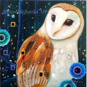coruja arte pássaro pintura original coruja Amantes coruja branca Decoração coruja arte de parede tela pintada coruja pintura de pássaros arte moderna arte de pássaros ilustração de coruja