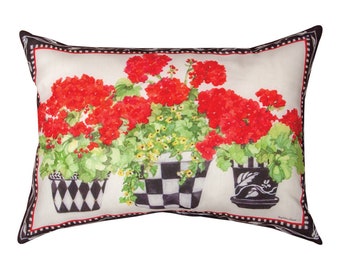 Geranium Pots Climaweave Pillow 18"x13" Indoor/Outdoor