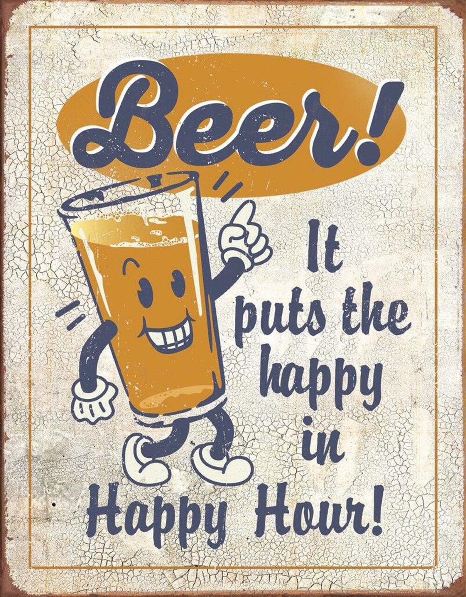 Happy Hour Beer 12.5wx16h Tin Sign Etsy UK