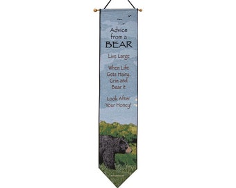 Advice From A Bear-9X41 Woven Tapestry Bell Pull