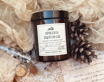 Spring Equinox - Handmade Scented Soy Vegan Candle - Scented Vegan Soy Wax Candle In Apothecary Jar - Pagan Witch Candle - Witchcraft Candle