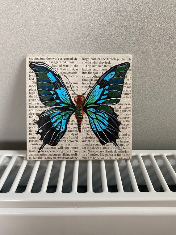 small painting, butterfly painting on mini canvas, butterfly small  painting, artprint, 4x4 canvas