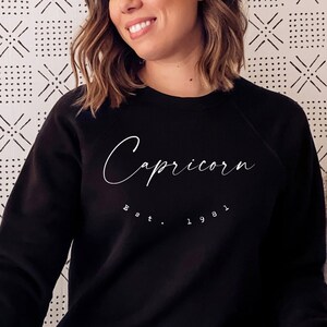 Capricorne personnalisé année personnalisée astrologie du zodiaque chemise minimaliste Boho cadeau d'anniversaire année de naissance cadeau pour ami, cadeau pour elle, Noël