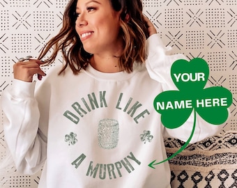 Personlig rolig St Patrick's Day-namn, irländsk tröja, drinkskjorta, paradskjorta, irländsk klöver, vintage-shamrock, grunge