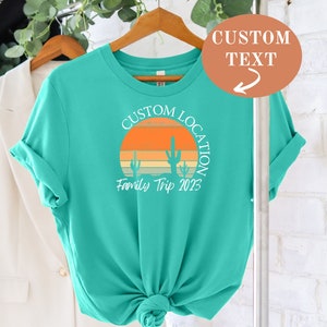 Custom Location Family Trip 2023 Shirt, Custom Travel Shirt, Family Travel Tee, Flight to Custom Destination, Friends Vacation, Travel Shirt