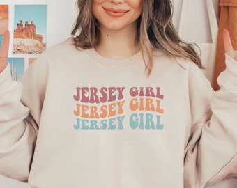 Retro Jersey Girl Boho Vintage Hipster New Jersey Native Sweatshirt Gift for Jersey Girl NJ Souvenir State Pride Tee Graduation Gift