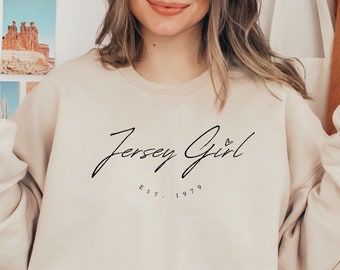 Personalisiertes Jersey-Mädchen-Hemd Jersey-Stolz-kundenspezifisches Geburts-Jahres-Hemd für Jersey-Mädchen-Minimalist-Jersey-Ufer New-Jersey-Andenken NJ Lokal