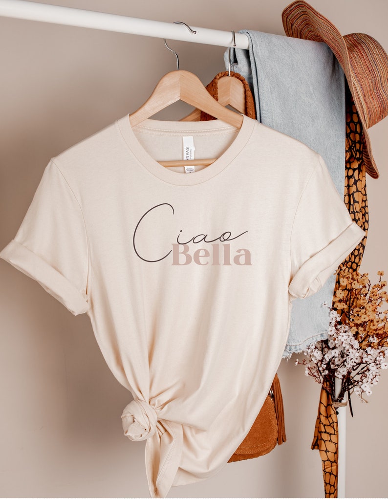 Italy Shirt Ciao Bella Italian Pride T-shirt, Boho Style Goodbye Beautiful Shirt, Italian Ciao Shirt, Gift For Italian Friend Italy Souvenir image 1