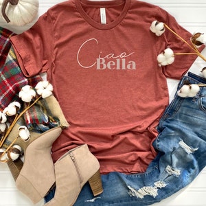 Italy Shirt Ciao Bella Italian Pride T-shirt, Boho Style Goodbye Beautiful Shirt, Italian Ciao Shirt, Gift For Italian Friend Italy Souvenir image 4