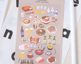 Food Trip #3 | Sticker Sheet | Korean | Cute | Stationary | Letter Sticker | Label | DIY | Scrapbooking