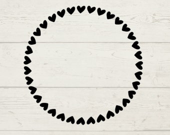 May include: A black heart-shaped border design. The design is a circle of small hearts. The image includes the text "Little August Ranch" and "Commercial use for Physical Items". The bottom of the image reads "Thank you for Supporting Small Business! We Appreciate YOU!"