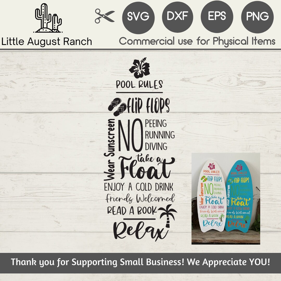 Pool Rules SVG File - Surfboard SVG -summer SVG - Surfboard Cricut ...