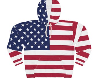 Unisex Pullover Hoodie - American Flag