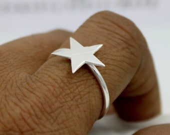 Star Ring, Solid 925 Sterling Silver, Simple Star Band Ring, Star Anxiety Ring, Silver Star Ring, Star Band Ring, Statement Ring, Handmade