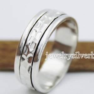 Herren Sterling Silber Spinner Ring: Personalisierte Angst Fidget Band