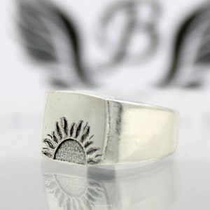 Herenzonring, 925 sterlingzilveren ring, unieke herenring, zilveren bandring, herenzilveren ring, gesneden ring, waterveilige ring, handgemaakte ring