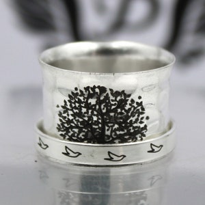 Tree Spinner Ring, 925 Sterling Silver, Personalized Ring, Anxiety Ring, Worry Ring, Life Tree Ring, Meditation Ring, Vintage Ring, Handmade