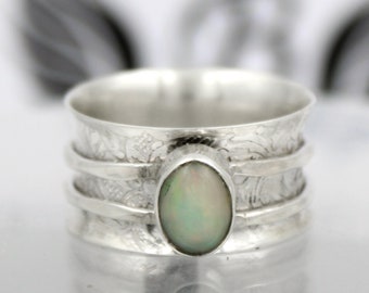 Opal Stone ring, 925 Sterling Silver, Spinner ring, Statement ring, Fidget ring, Opal Spinner ring, Dainty ring, Boho ring, Handmade ring