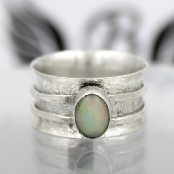 Opal Stone ring, 925 Sterling Silver, Spinner ring, Statement ring, Fidget ring, Opal Spinner ring, Dainty ring, Boho ring, Handmade ring