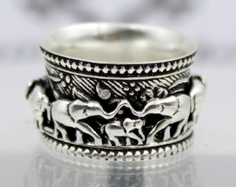 Elephant Spinner Ring, 925 Sterling Silver, Spinner Ring, Anxiety Ring, Worry Ring, Silver Elephant Ring, Animal Spinning, Handmade Jewelry