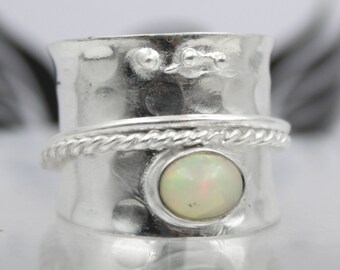 Ethiopian Opal Stone, 925 Sterling Silver, Spinner Ring, Meditation Ring, Statement Ring, Rope Ring, Silver Ring, Handmade Ring, Gift Ring