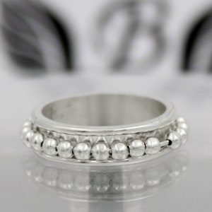 Anti Anxiety Ring, Orbit Ring, Spinner Ring, 925 Sterling Silver, Beads Ring, Fidget Ring, Worry Ring, Meditation Ring, Silver Boho Ring