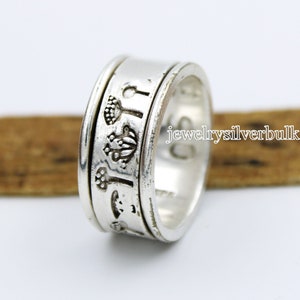 Mushroom Ring, 925 Sterling Silver, Spinner Ring, Forest Jewelry, Engraved Ring, Meditation Ring, Anxiety Ring, Tree Ring, Nature Handmade