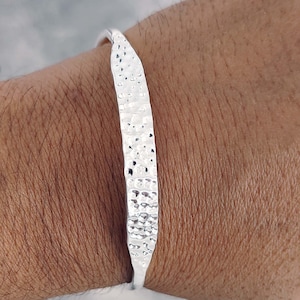 Hammered Sterling Silver Cuff Bracelet: Handmade Minimalist Bangle