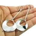 Handmade Sterling Silver Dangle Earrings: Twisted Circle Stick Earrings